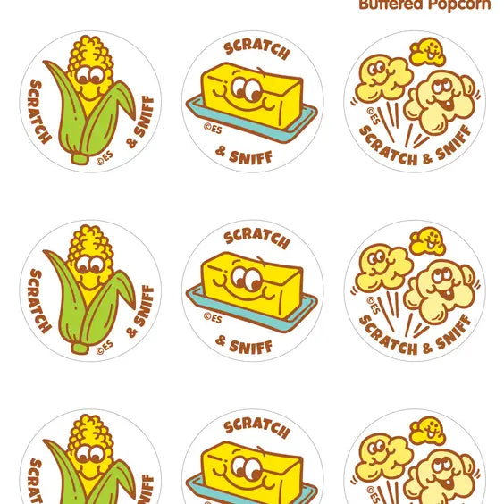 Everything Smells- Scratch & Sniff Sticker Sheets- Buttered Popcorn