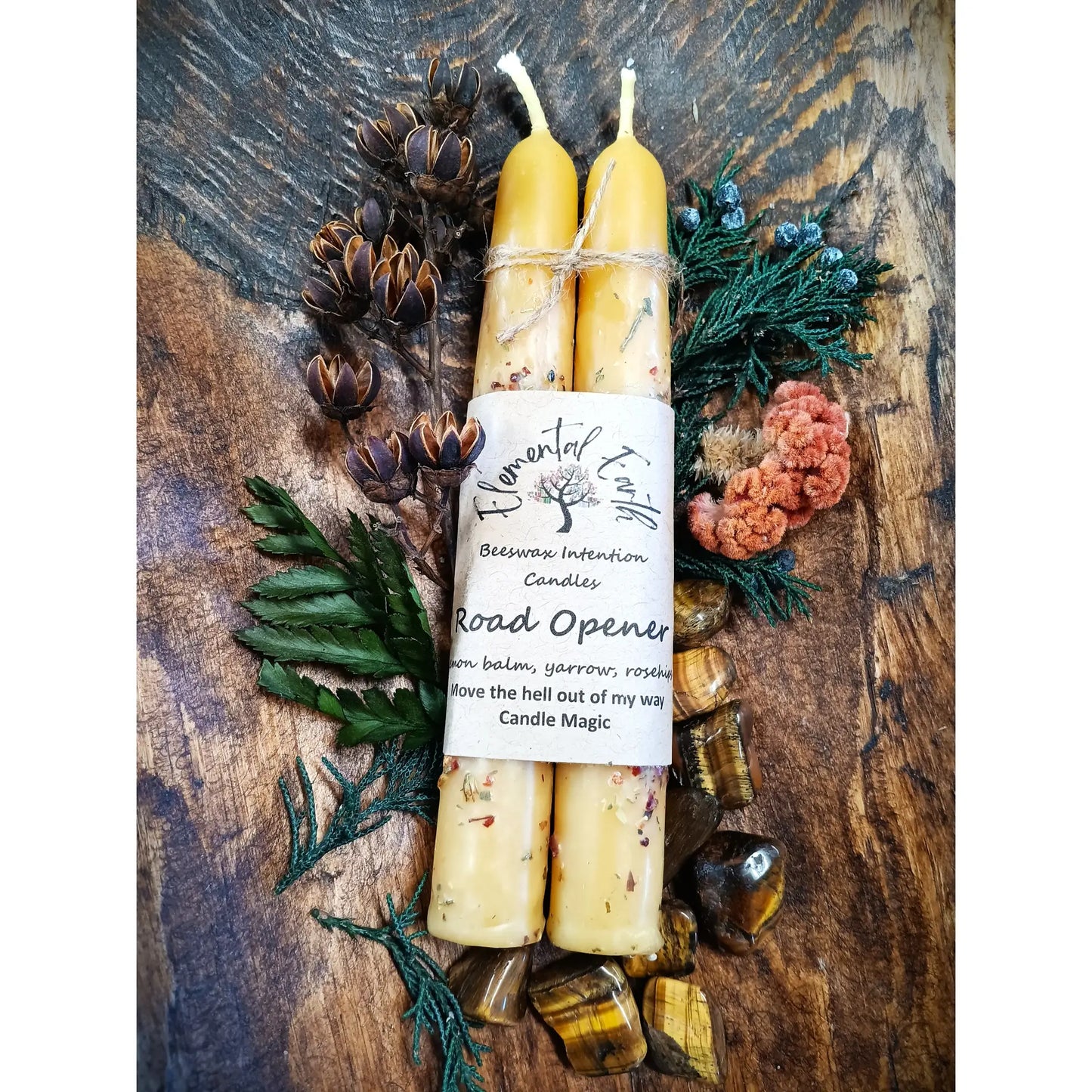 Elemental Earth Shop Beeswax Road Opener Intention Candles