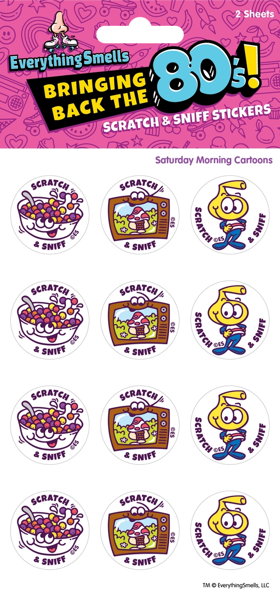Everything Smells- Scratch & Sniff Sticker Sheets- Saturday Morning Cartoons