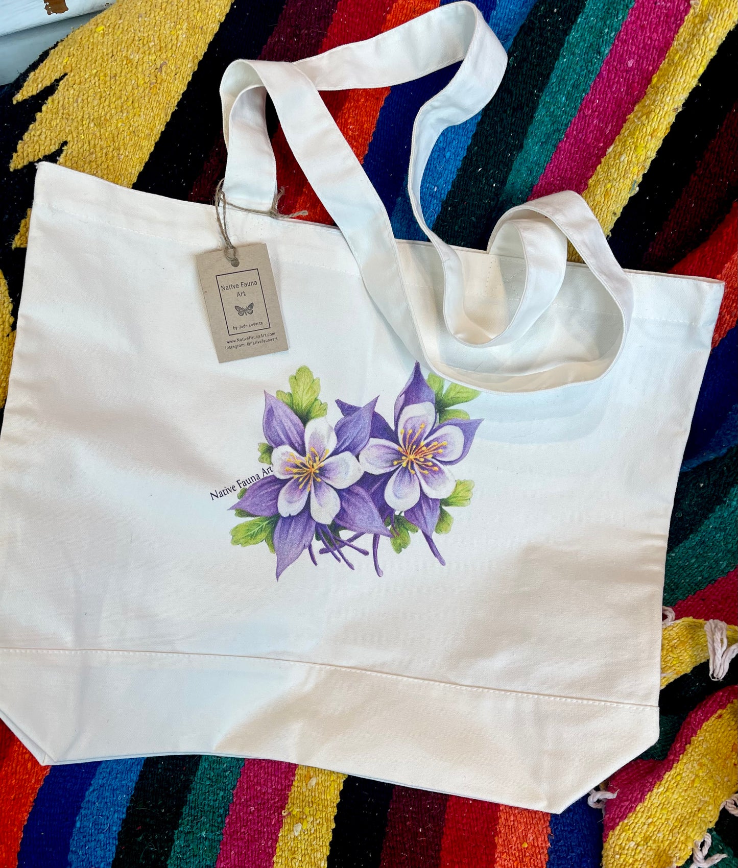 Native Fauna Art- Large Cotton Columbine Tote Bag