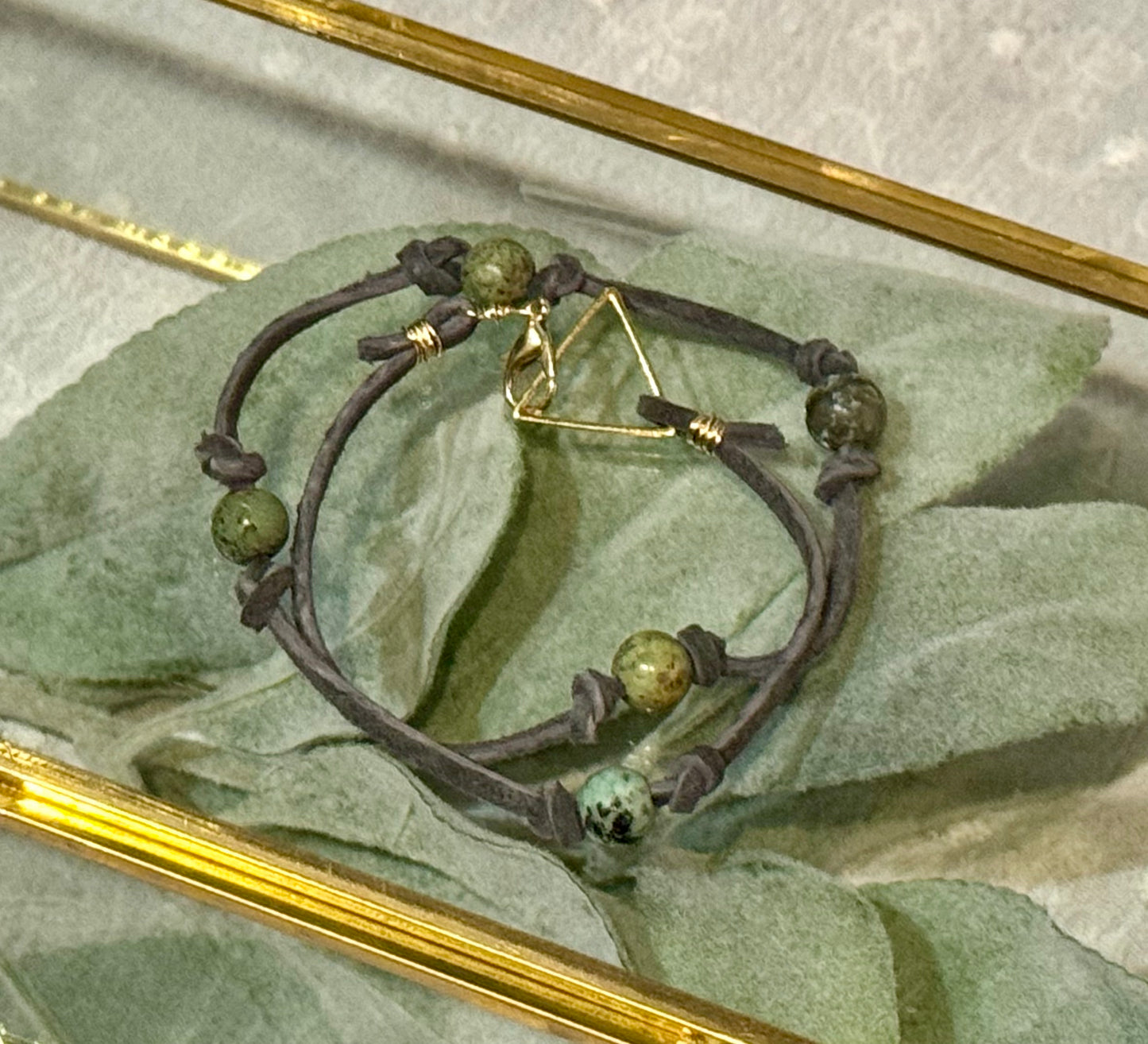 Blossom Designs Double Wrap Leather and Turquoise Bracelet