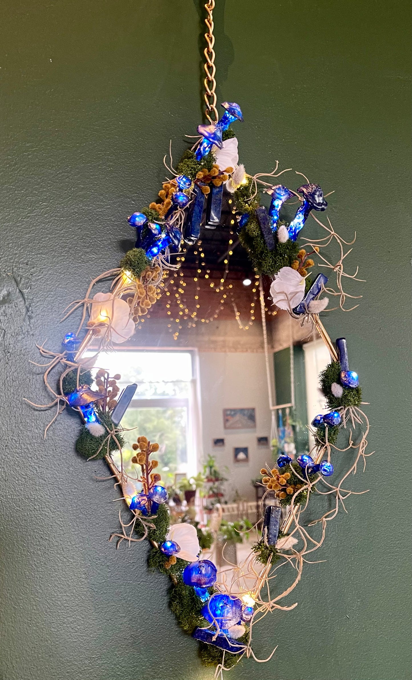 Keely Krueger- Handcrafted Mushrooms on Mirror Light