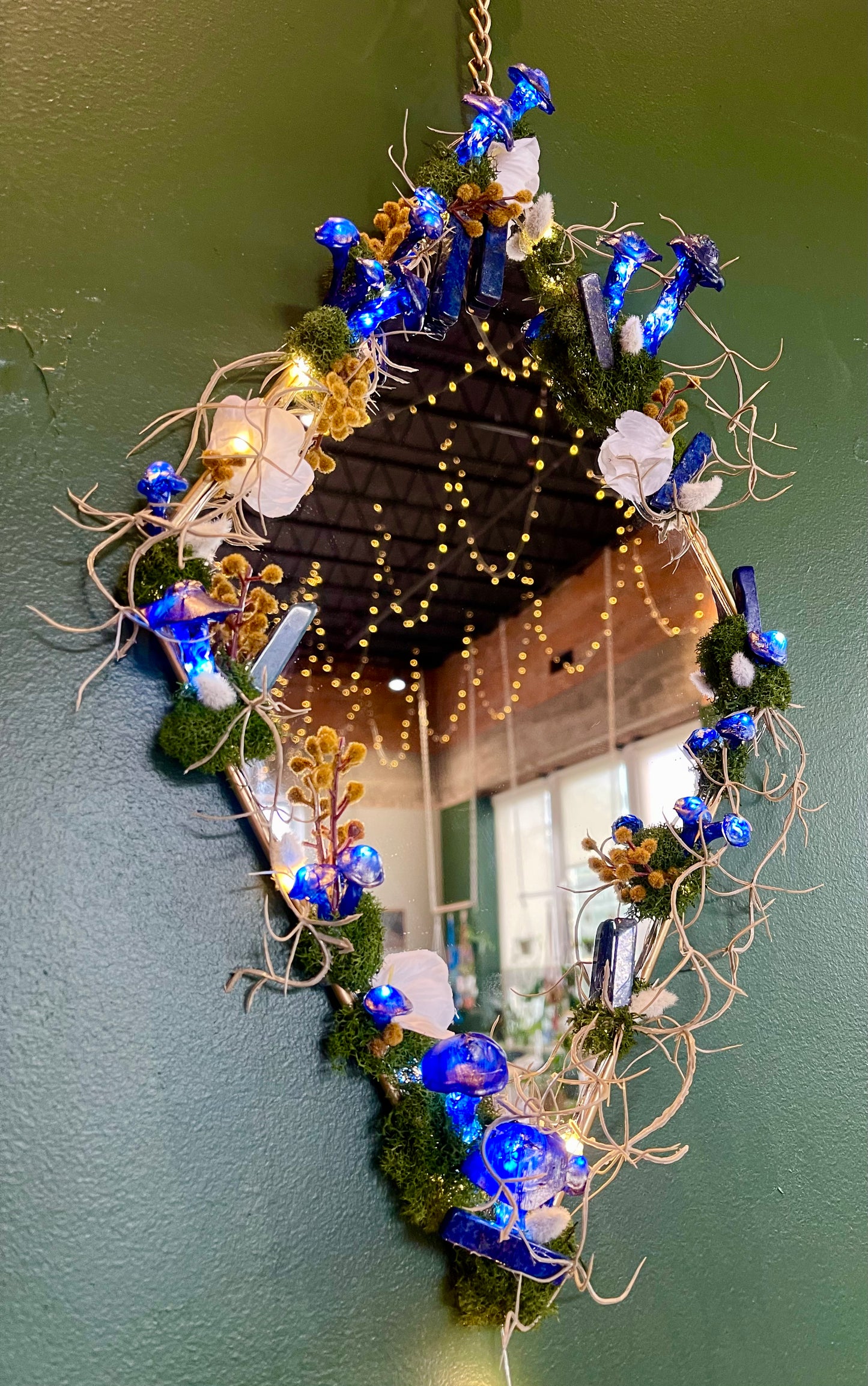 Keely Krueger- Handcrafted Mushrooms on Mirror Light