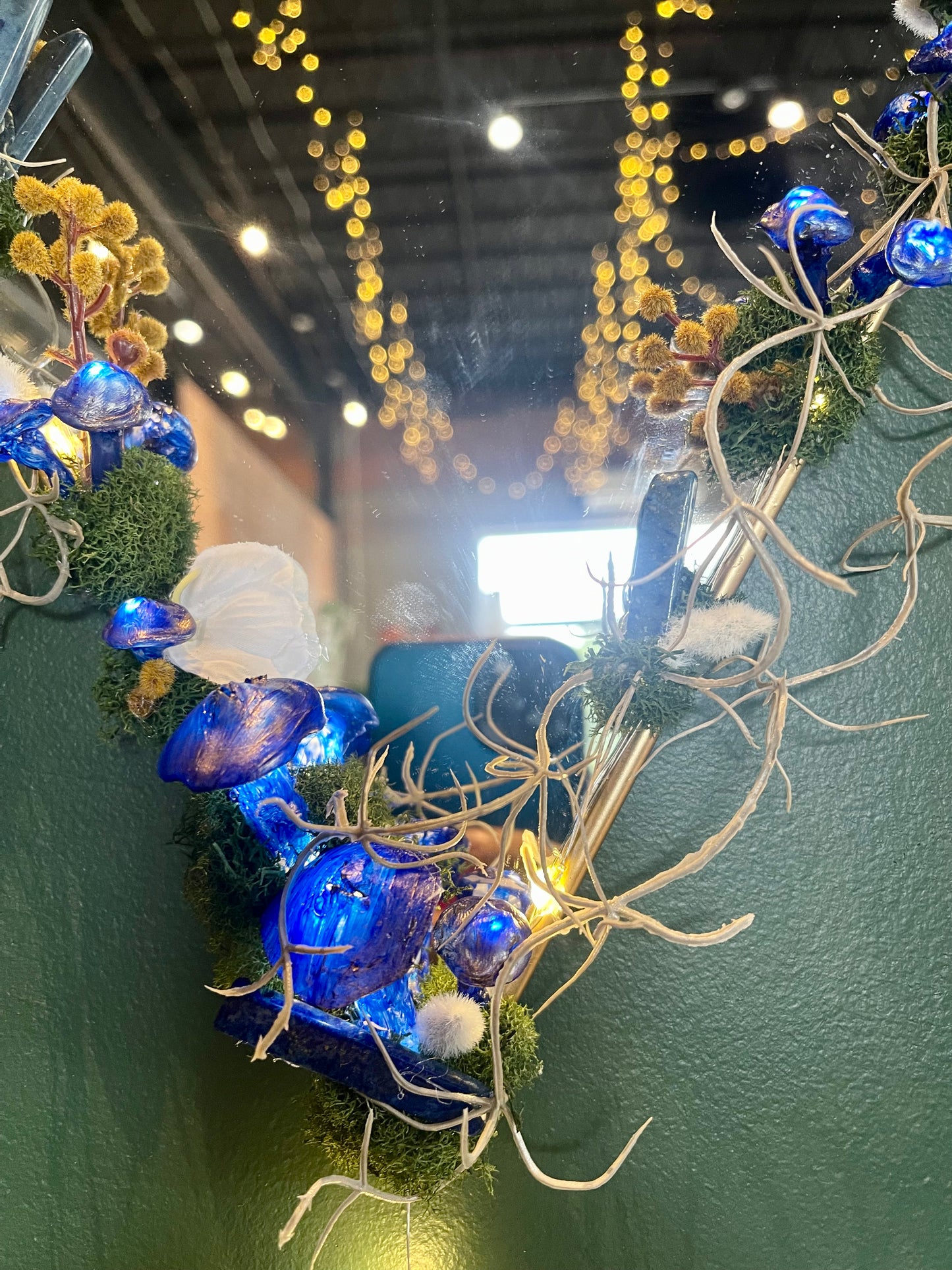 Keely Krueger- Handcrafted Mushrooms on Mirror Light