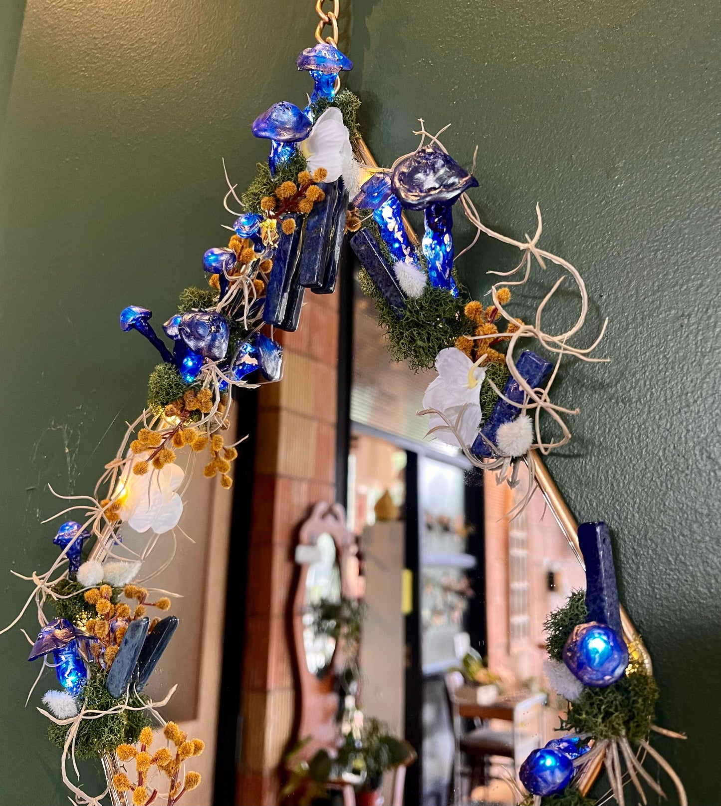 Keely Krueger- Handcrafted Mushrooms on Mirror Light