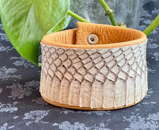 Joni Krueger- Deer Hide and Cobra Leather Bracelet