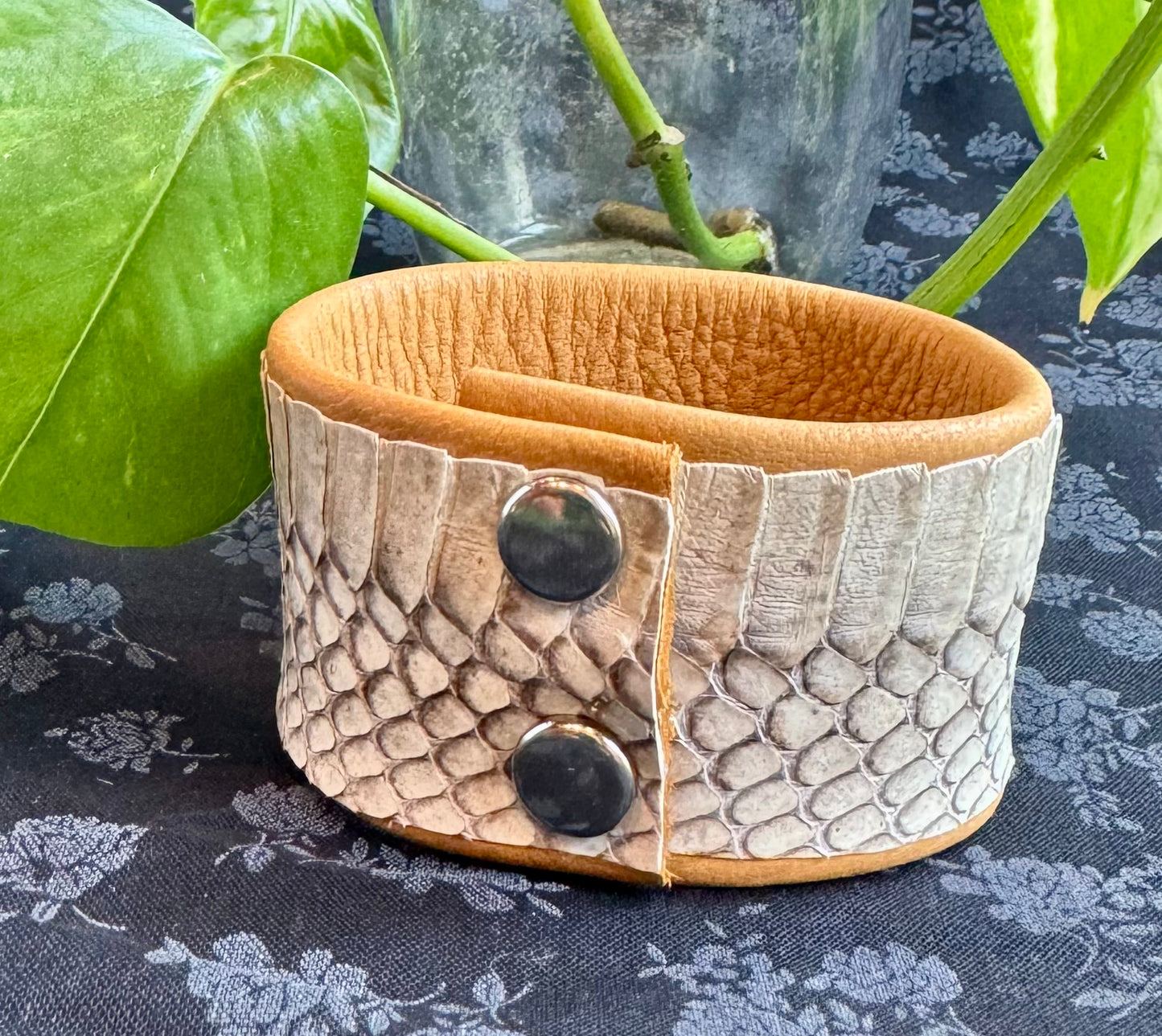 Joni Krueger- Deer Hide and Cobra Leather Bracelet