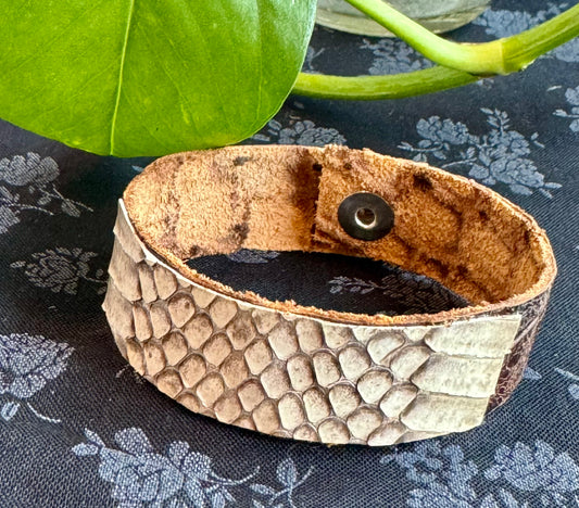 Joni Krueger- Embossed Cow Hide and Cobra Leather Bracelet