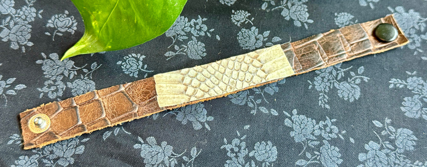 Joni Krueger- Embossed Cow Hide and Cobra Leather Bracelet