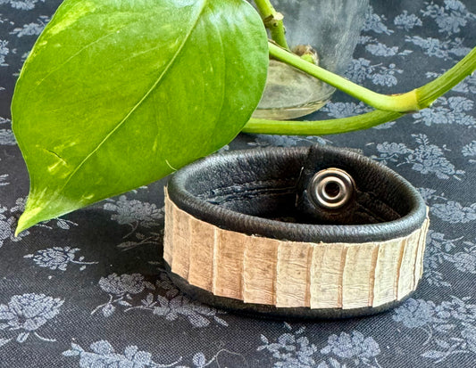 Joni Krueger- Deer Hide and Cobra Leather Snap Bracelet