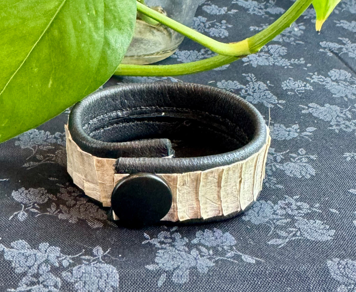 Joni Krueger- Deer Hide and Cobra Leather Snap Bracelet