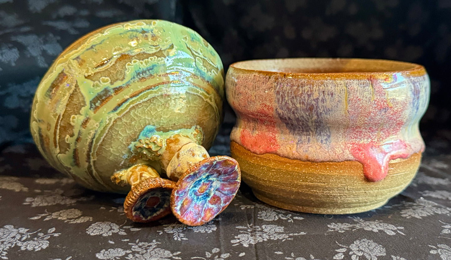 Spunky Sloth Ceramics- Sculpted Jars- Mushroom