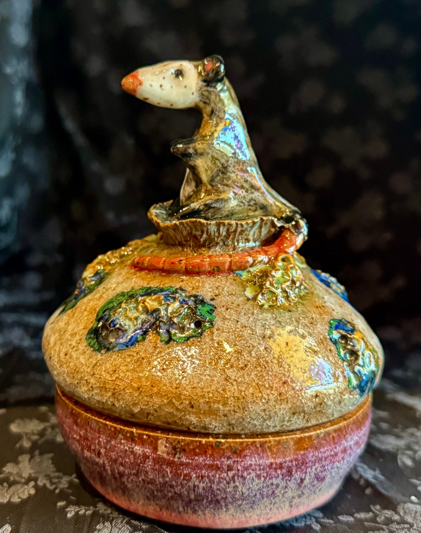 Spunky Sloth Ceramics- Sculpted Jars- Possum