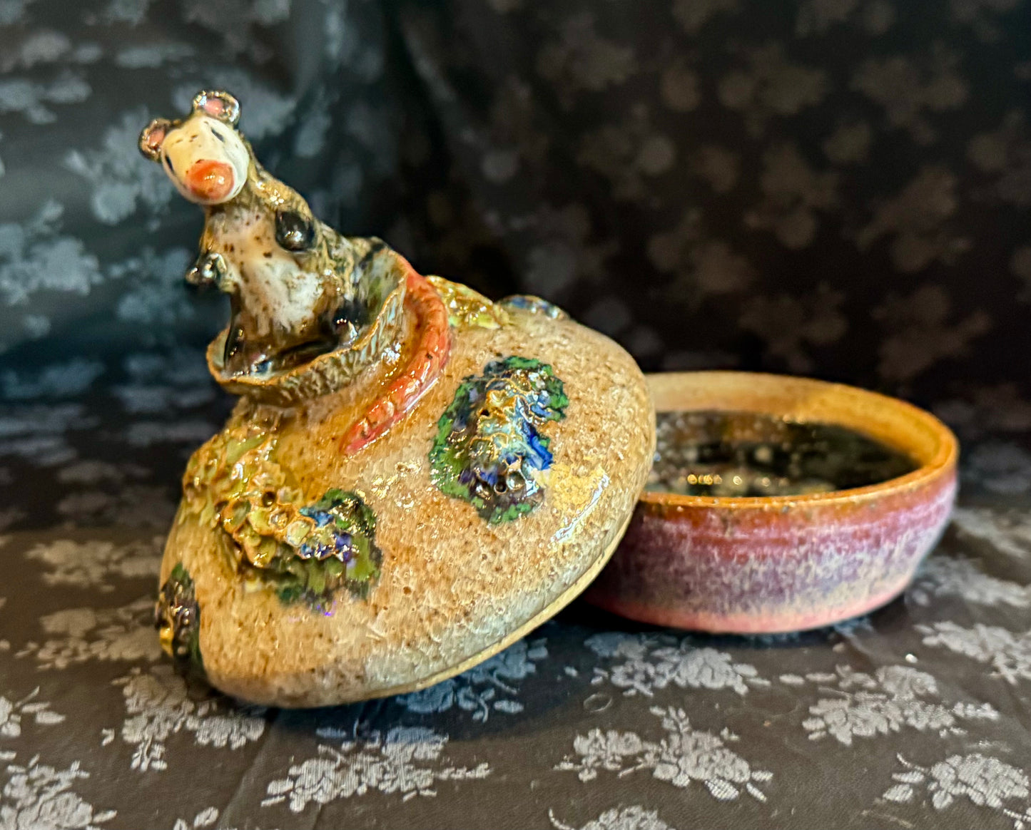 Spunky Sloth Ceramics- Sculpted Jars- Possum