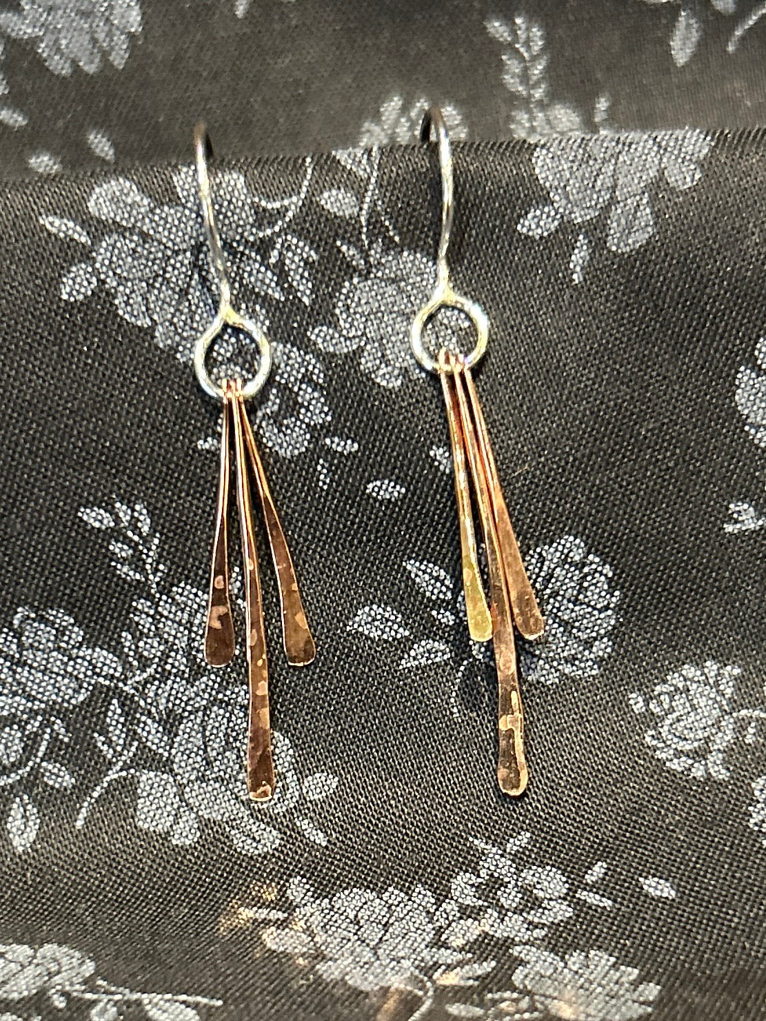 Tactile Studios- Sterling/Copper Fan Dangle Earrings