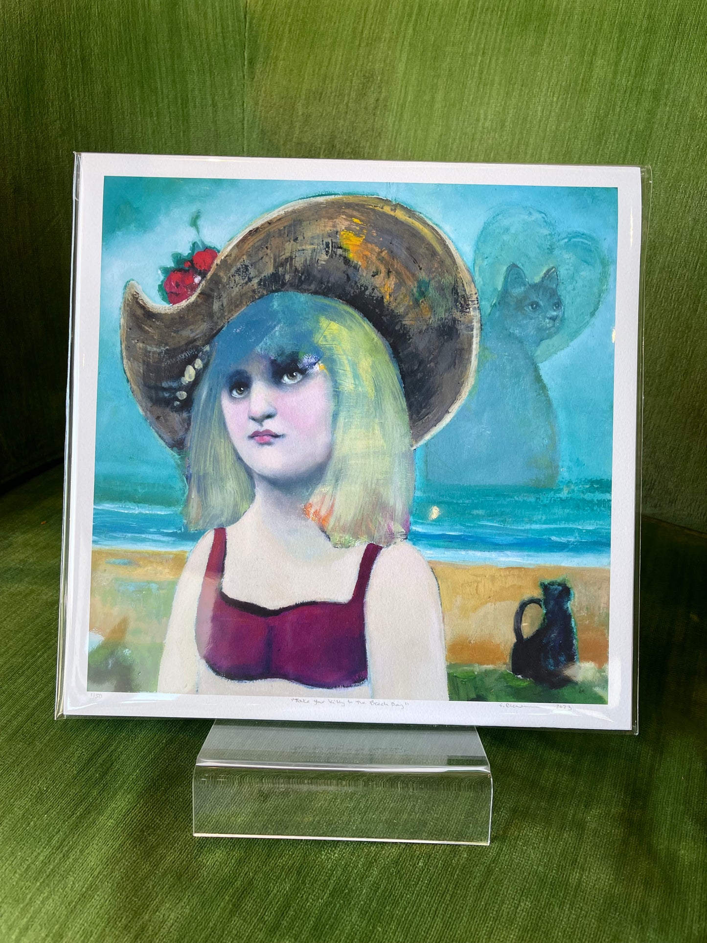 Shannon Richardson Art- Limited Edition Giclee Print- Bring Your Kitty to Beach Day