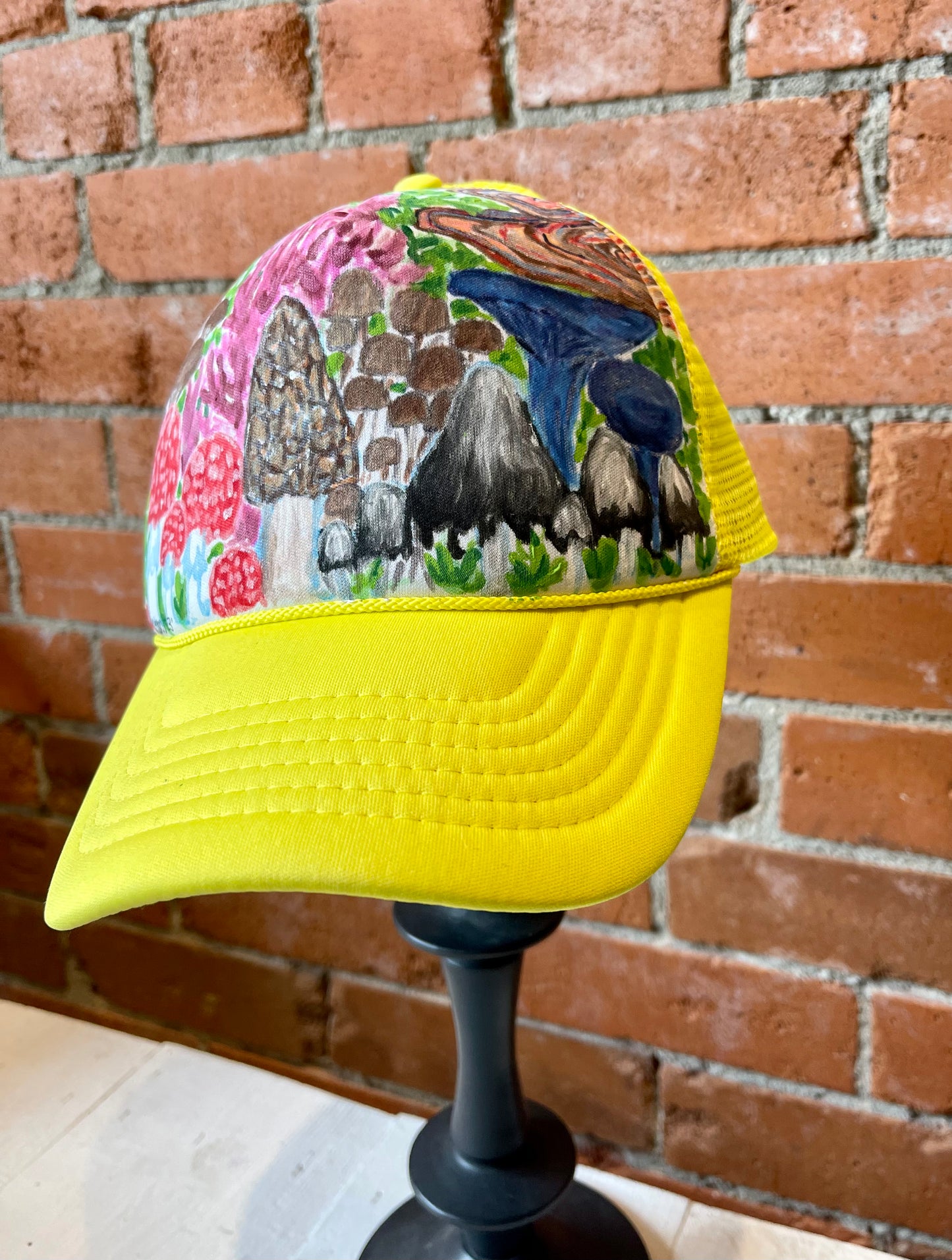 Blossom Designs Hand Painted Hat- Mushroom Garden