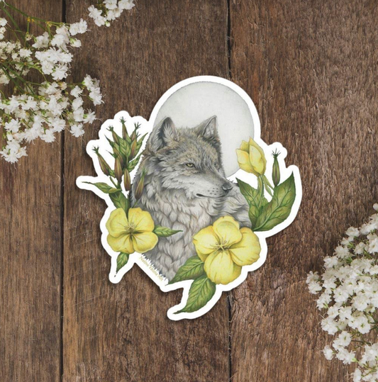 Native Fauna Art- Stoic Wolf Sticker