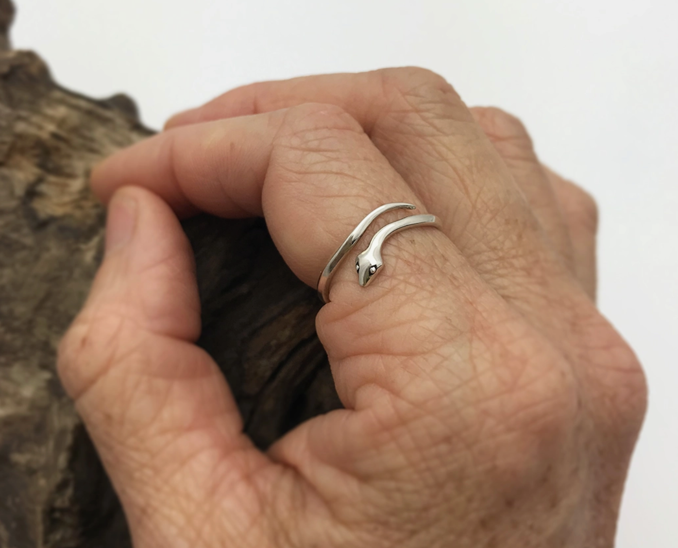 Nina Designs- Adjustable Simple Snake Recycled Sterling Silver Ring