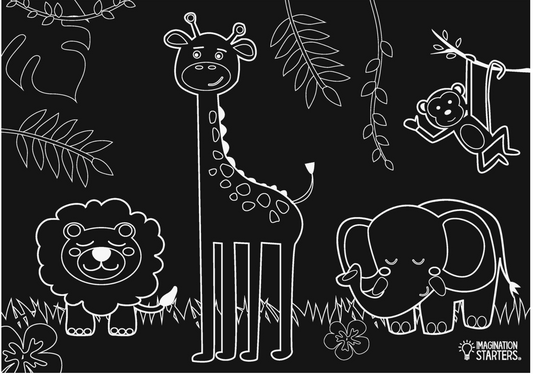 Imagination Starters- Reusable Coloring Placemats: Jungle