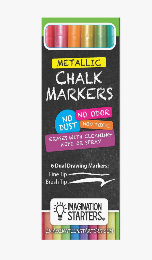 Imagination Starters- Reusable Coloring Placemats: Chalkboard Markers Dual Tip Set of 6