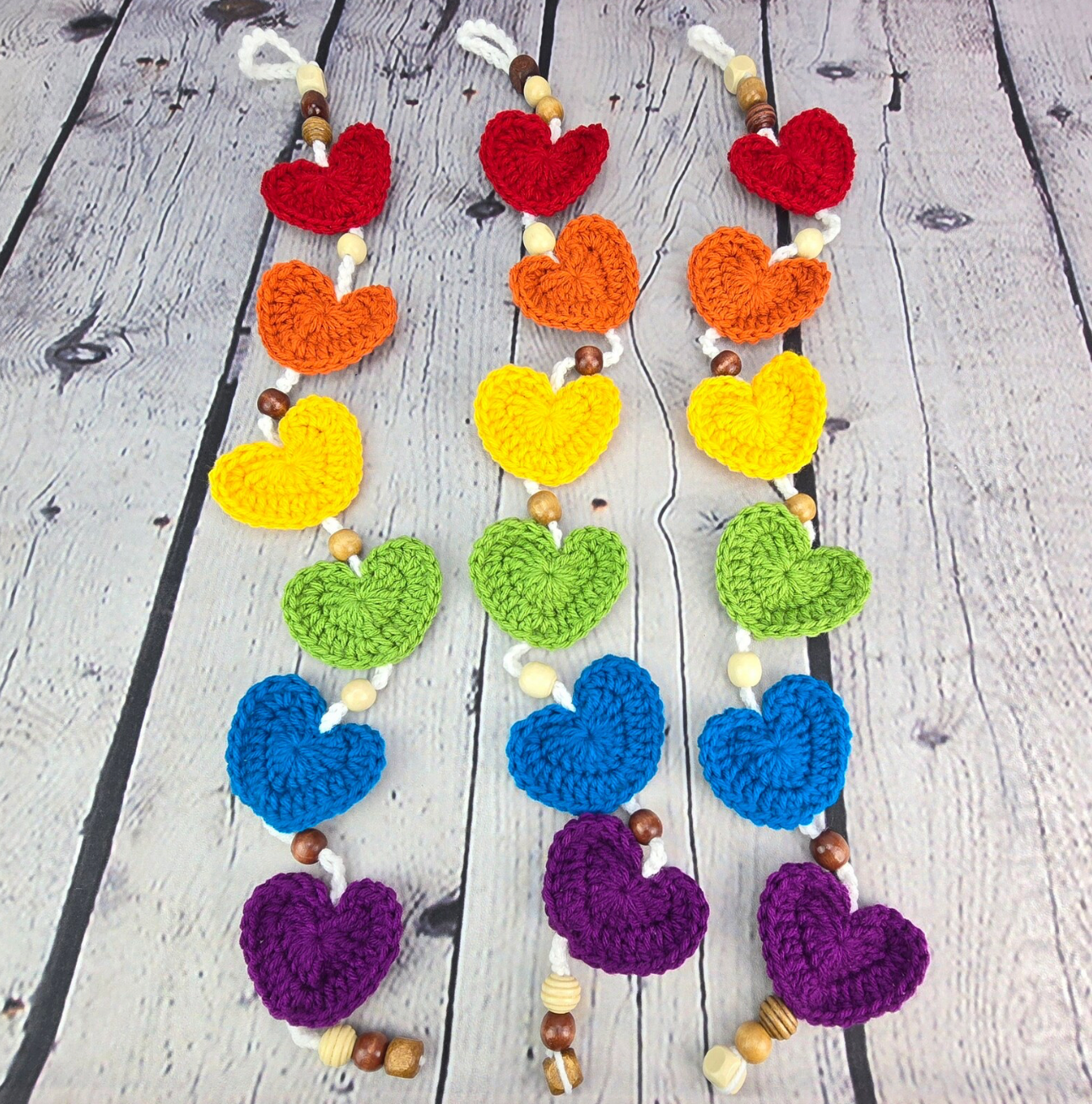 The Salty Stitchery- Rainbow Heart Hanger