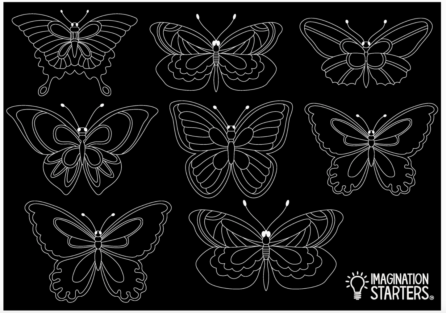 Imagination Starters- Reusable Coloring Placemats: Butterfly