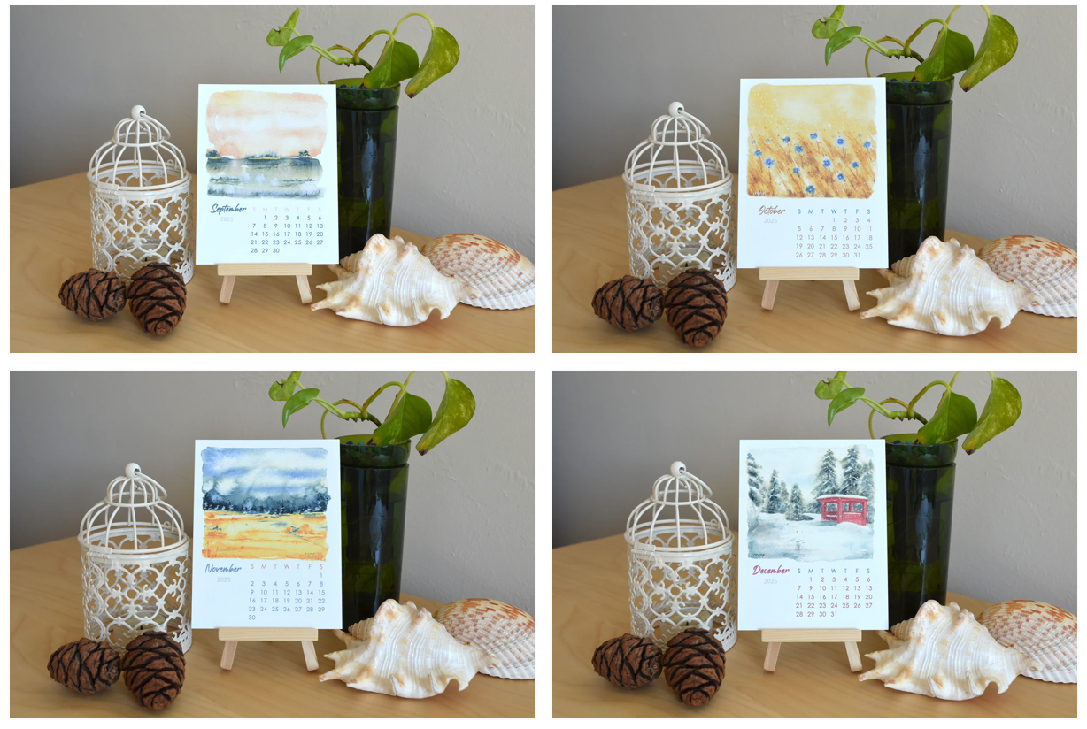 Ivywild Studio- 2026 Abstract Landscape Desktop Calendar