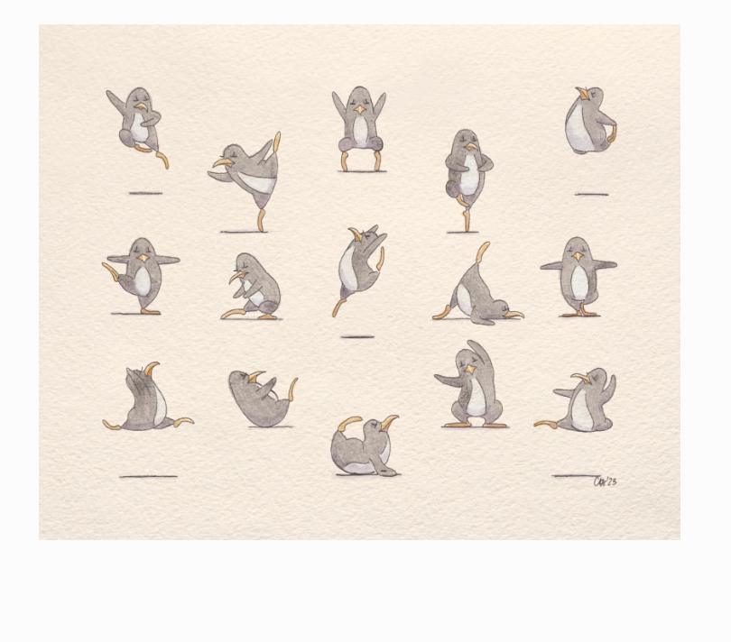 Doodled By Carrie- Art Prints-Penguin Ballet