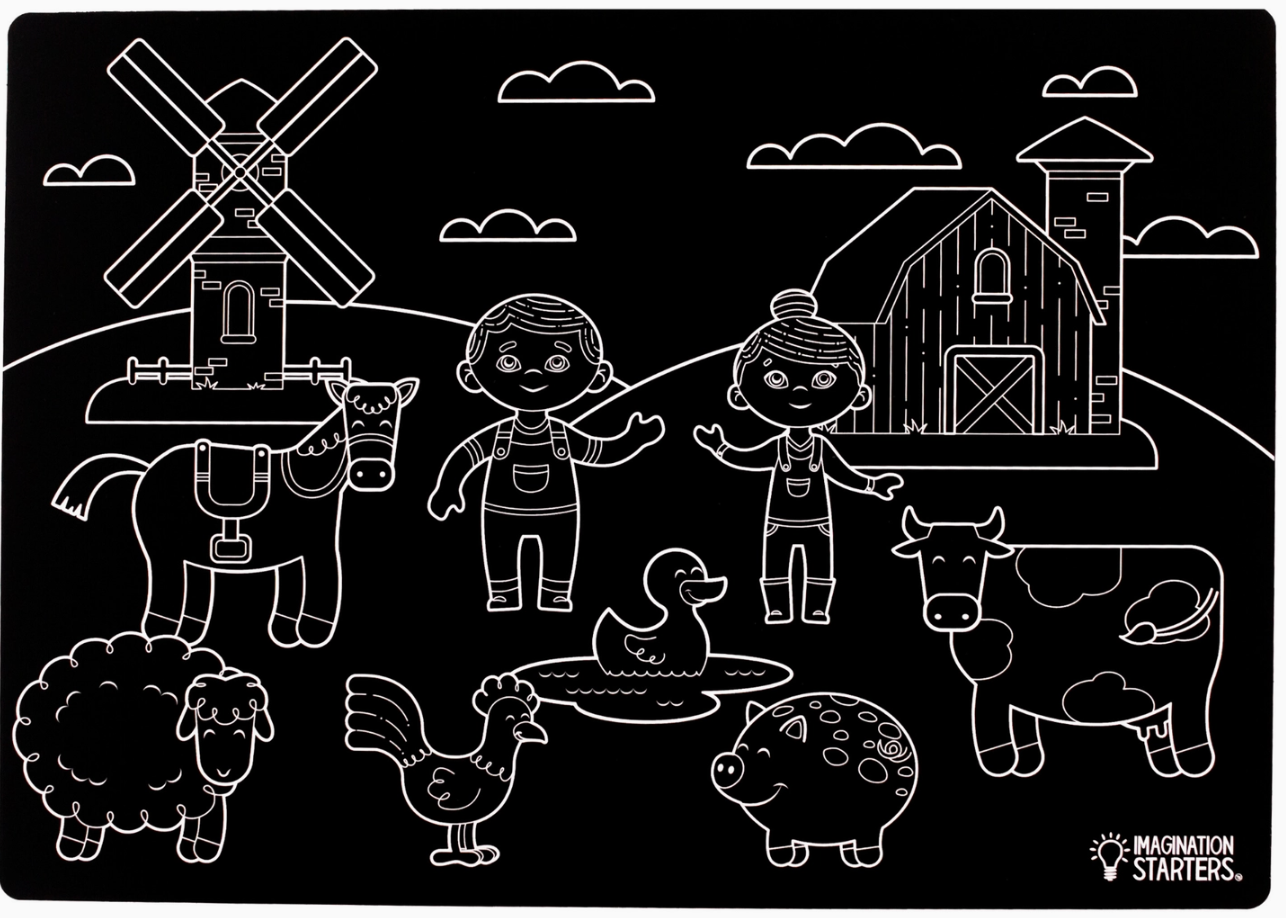Imagination Starters- Reusable Coloring Placemats: Farm