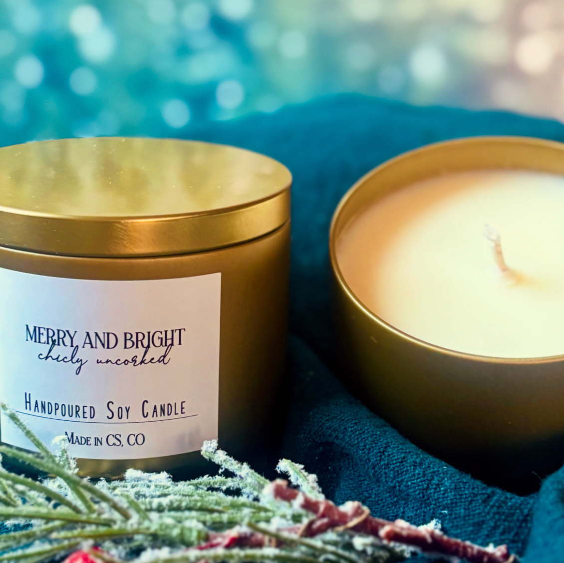 Chicly Uncorked- 8oz Soy Candle- Tins