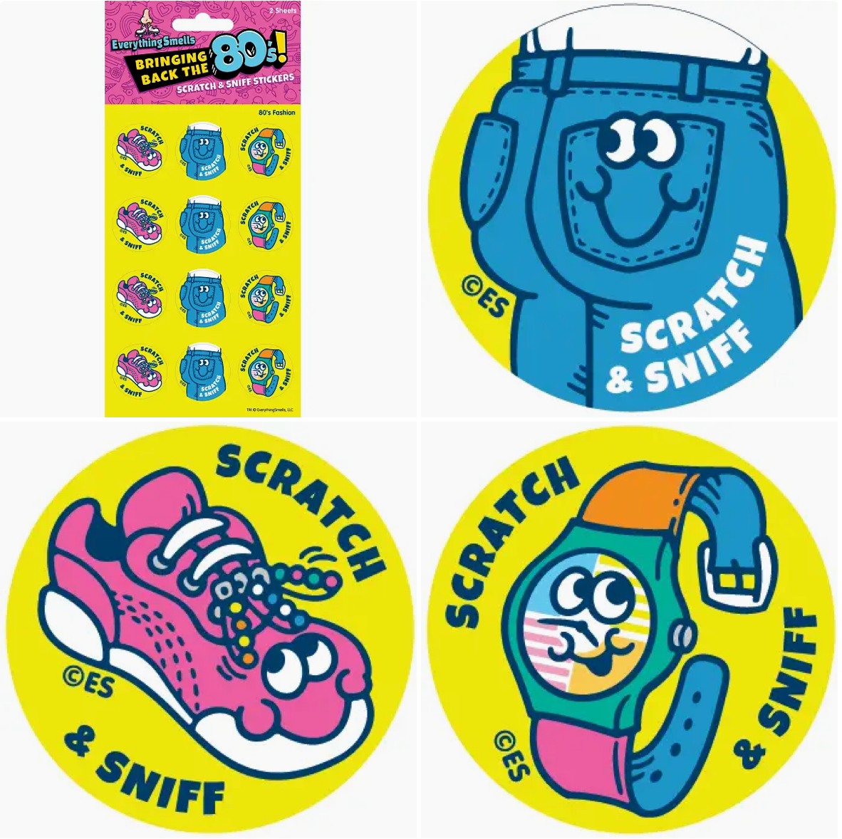 Everything Smells- Scratch & Sniff Sticker Sheets- 80's Fashion