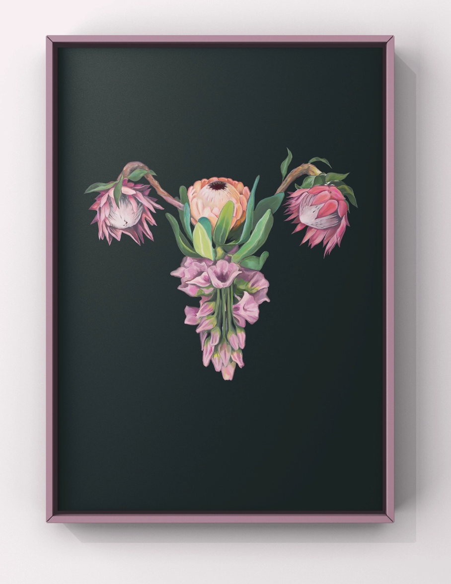 Trisha Thompson Adams- Art Prints- Pink Floral Uterus II