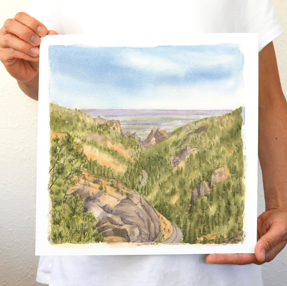 Ivywild Studio- 8"x8" Watercolor Print- North Cheyenne Canyon II