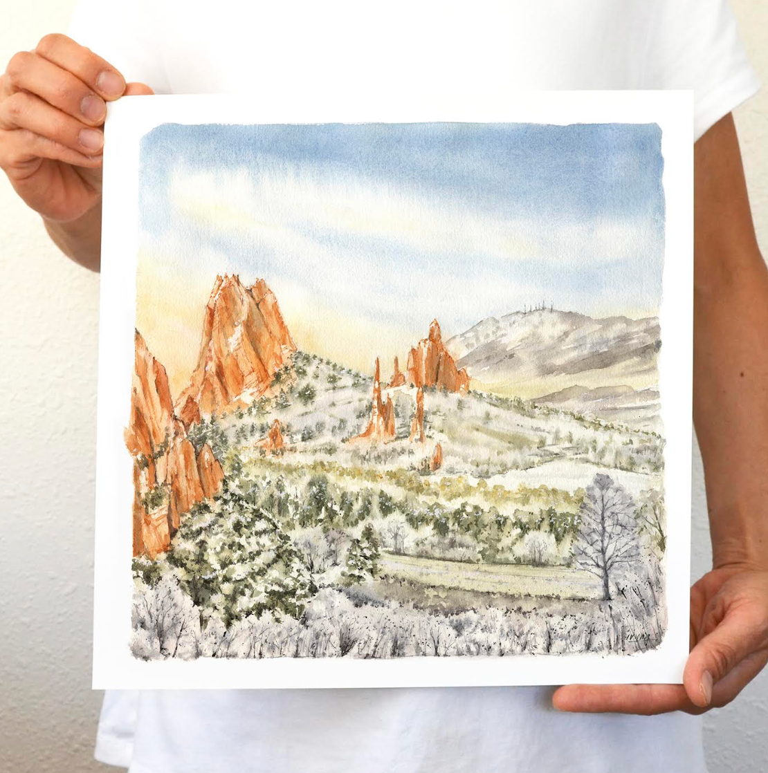 Ivywild Studio- 8"x8" Watercolor Print- Garden of the Gods: Central Garden