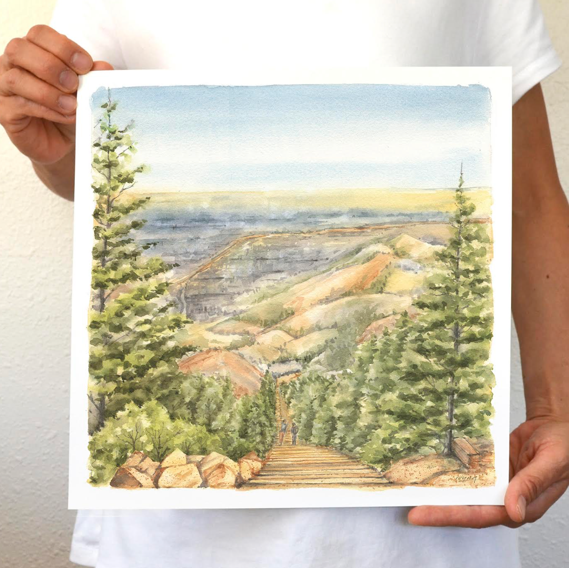Ivywild Studio- 8"x8" Watercolor Print- Manitou Springs Incline II