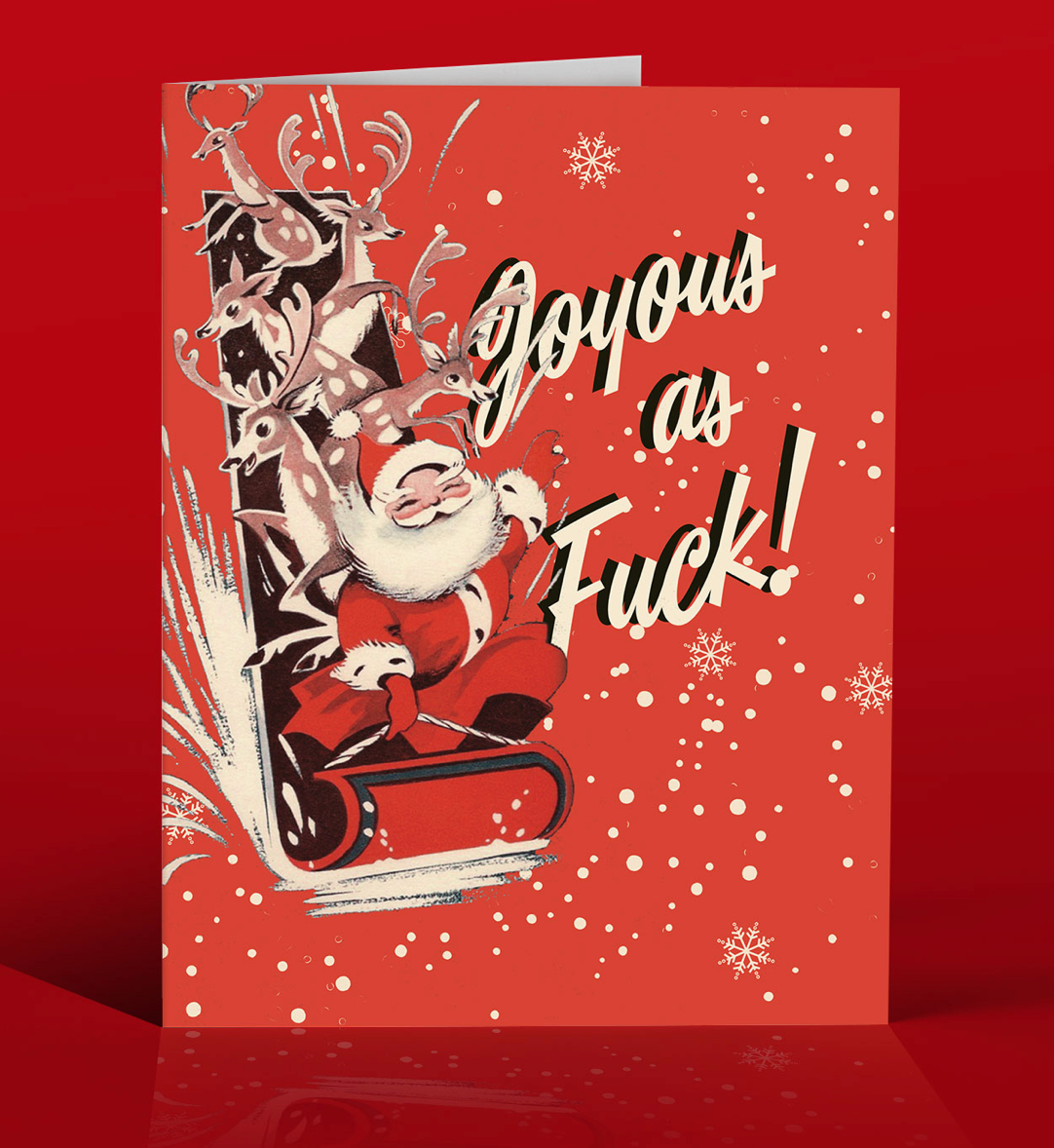 OffensiveDelightful Joyous Sleigh Holiday Card