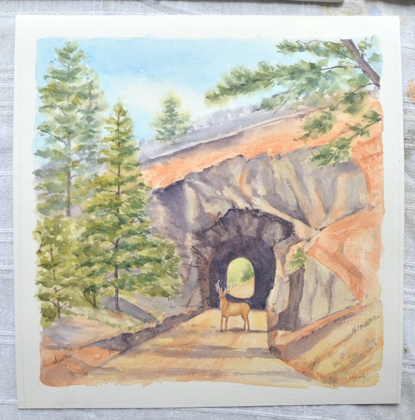 Ivywild Studio- 8"x8" Watercolor Print- Gold Camp Road