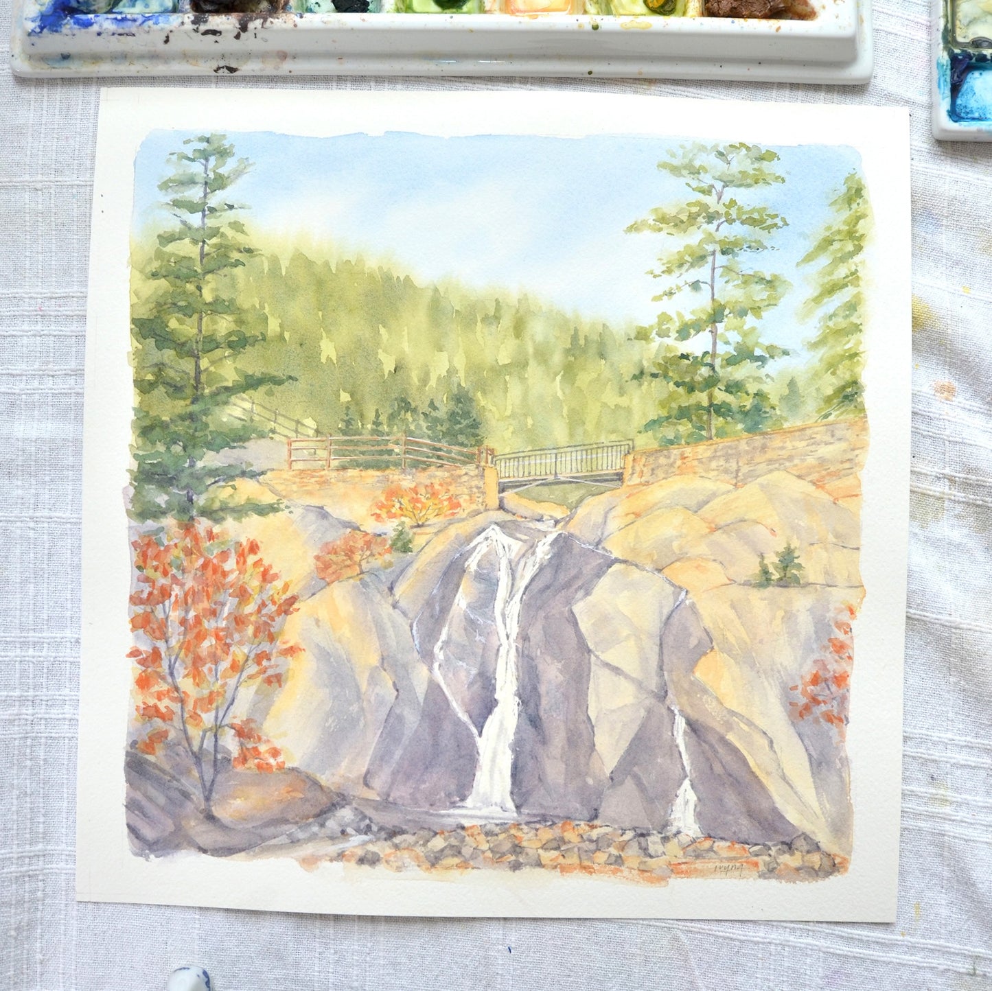 Ivywild Studio- 12"x12" Watercolor Print- Helen Hunt Falls