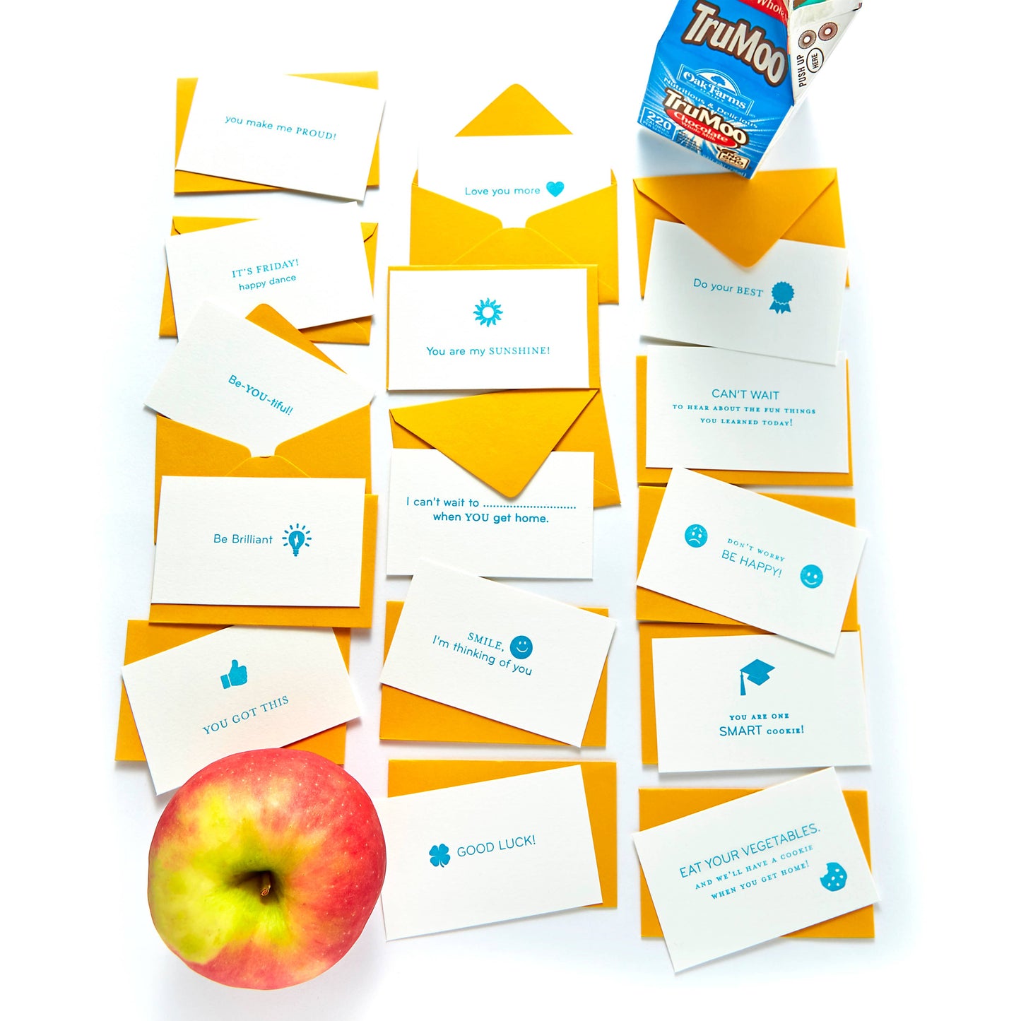 Color Box Design and Letterpress- Lunch Box Notes - Emoticards