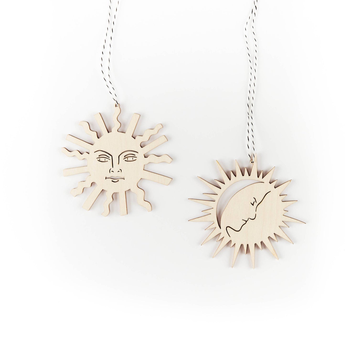 Light + Paper Tarot Card Sun Moon Wooden Ornaments