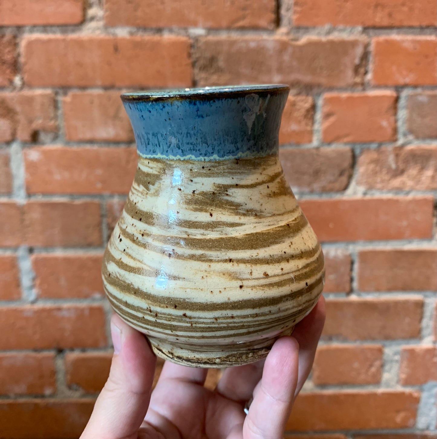 Spunky Sloth Ceramics- Tan and Blue Swirl Vases