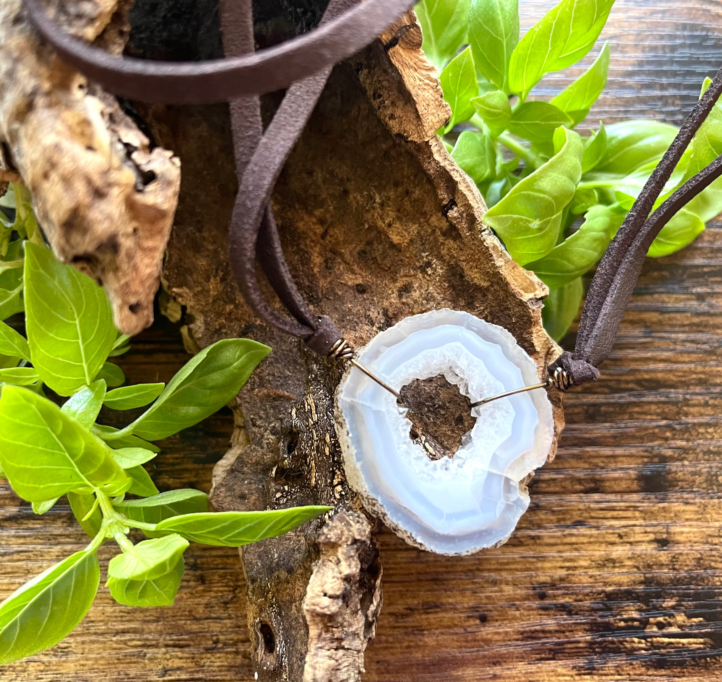 Blossom Designs Geode Slice Multi Wrap Leather Necklace or Bracelet