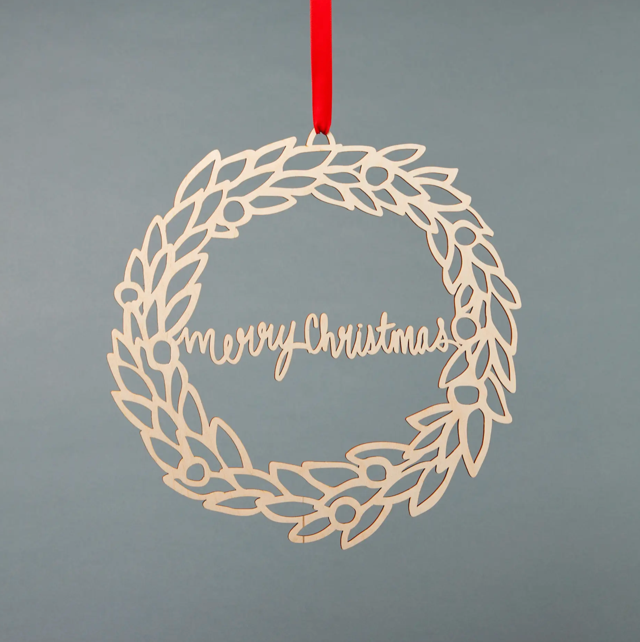Light + Paper Merry Christmas Wooden Wreath