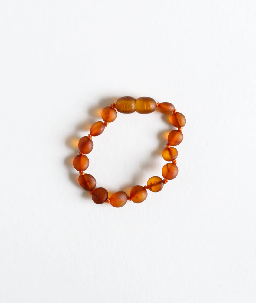 Canyon Leaf Amber Teething Bracelet- Raw Cognac Amber
