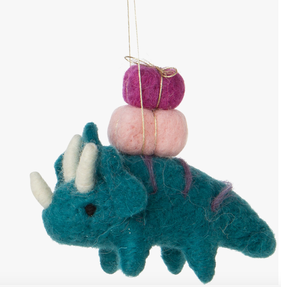 Silver Tree- Felted Dinosaur Ornaments