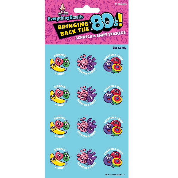 Everything Smells- Scratch & Sniff Sticker Sheets- 80s Candy