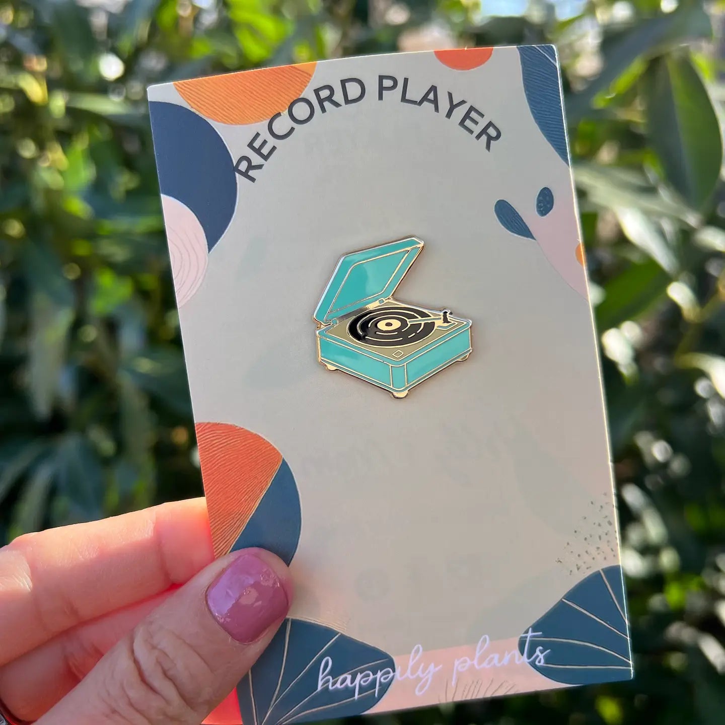 Happily Plants- Record Player Enamel Pin