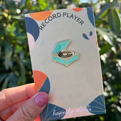 Happily Plants- Record Player Enamel Pin
