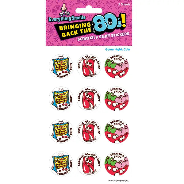 Everything Smells- Scratch & Sniff Sticker Sheets- Game Night Cola